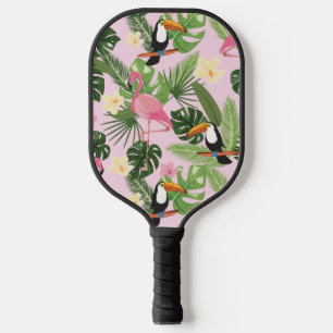 Tropical Palm Leaf Pink Pickleball Paddle