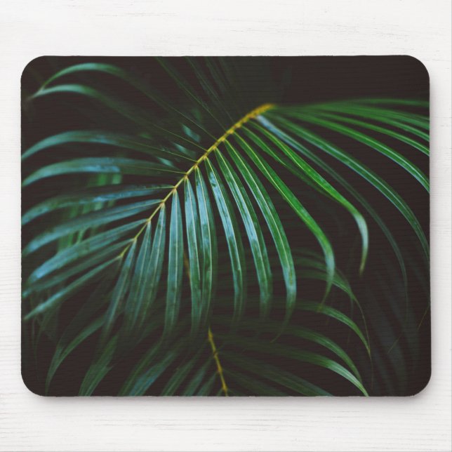 Tropical Palm Leaf Relaxing Green Calming Mouse Pad (Front)