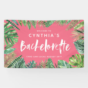 Tropical palm leaf & script bachelorette banner