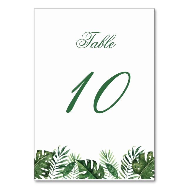 Tropical Palm Leaf Table Numbers (Front)