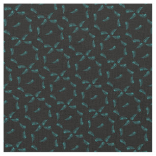 Tropical Palm Leaf Teal Black Jungle Pattern Fabric