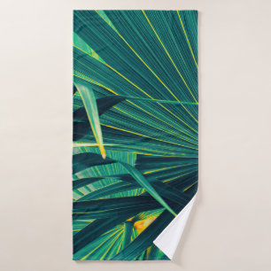 Tropical palm leaf texture background, Striped of Bath Towel