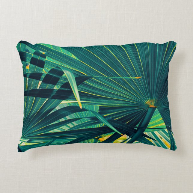 Tropical palm leaf texture background, Striped of  Decorative Cushion (Front)