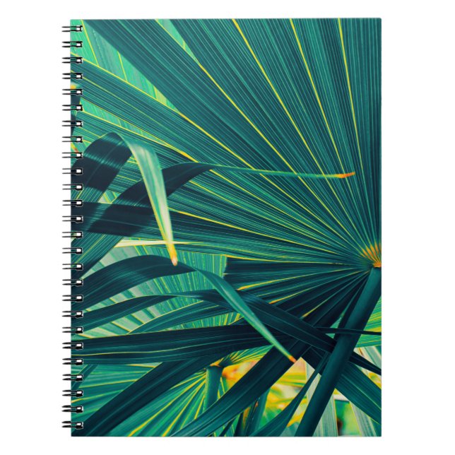 Tropical palm leaf texture background, Striped of  Notebook (Front)