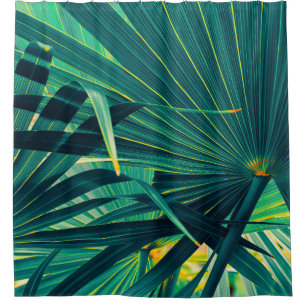 Tropical palm leaf texture background, Striped of Shower Curtain