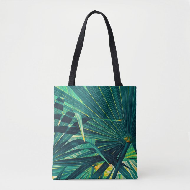 Tropical palm leaf texture background, Striped of  Tote Bag (Front)