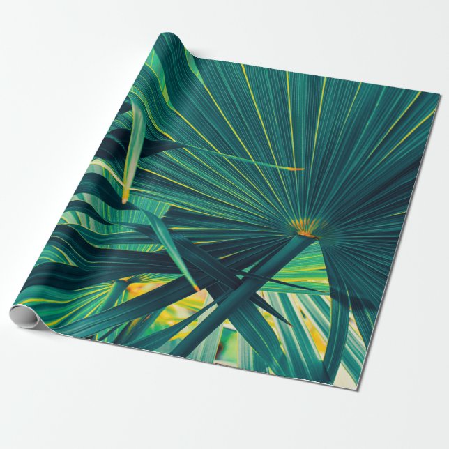 Tropical palm leaf texture background, Striped of  Wrapping Paper (Unrolled)