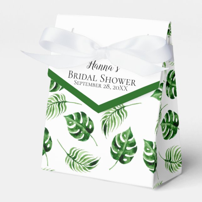 Tropical Palm Leaf Thank You Bridal Shower Favour  Box (Front Side)