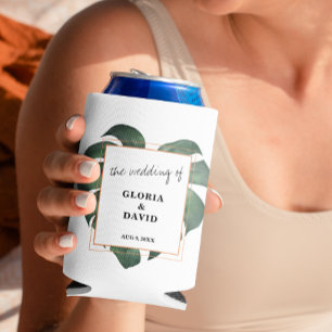 Tropical Palm Leaf  Wedding Can Cooler