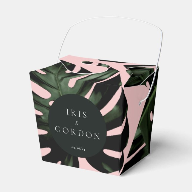 Tropical Palm Leaf Wedding Custom Favour Box (Front Side)