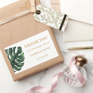 Tropical Palm Leaf  Wedding  Rectangular Sticker