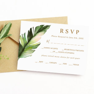 Tropical Palm Leaf Wedding RSVP Card
