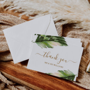 Tropical Palm Leaf Wedding Thank You Card
