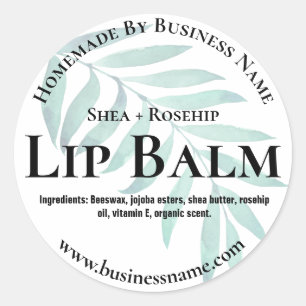 Tropical Palm Leaf White Lip Balm Tube Labels