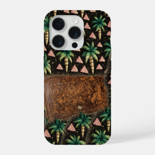  Tropical Palm & Leather Wallet Pattern iPhone 15  Pro Case