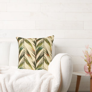 Tropical Palm Leaves Abstract Throw Pillow
