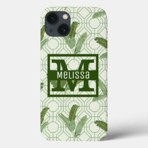 Tropical Palm Leaves   Add Your Name iPhone 13 Case
