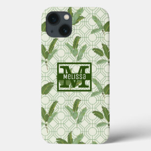 Tropical Palm Leaves Add Your Name iPhone 13 Case