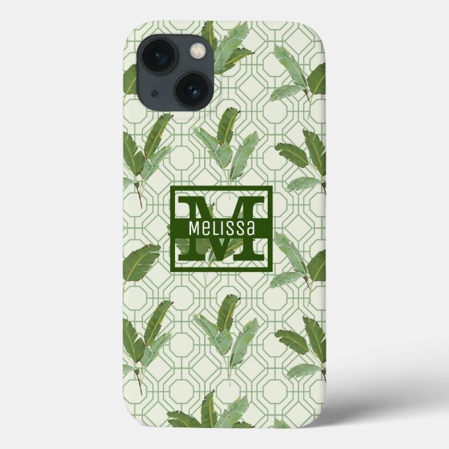 Tropical Palm Leaves | Add Your Name Case-Mate iPhone Case (Back)