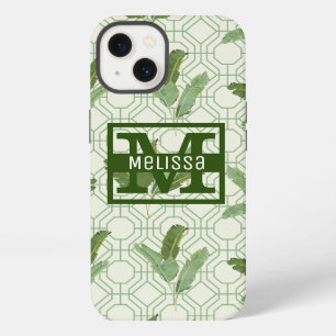Tropical Palm Leaves Add Your Name iPhone Case