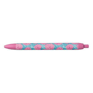 Tropical Palm Leaves and Flowers Pen