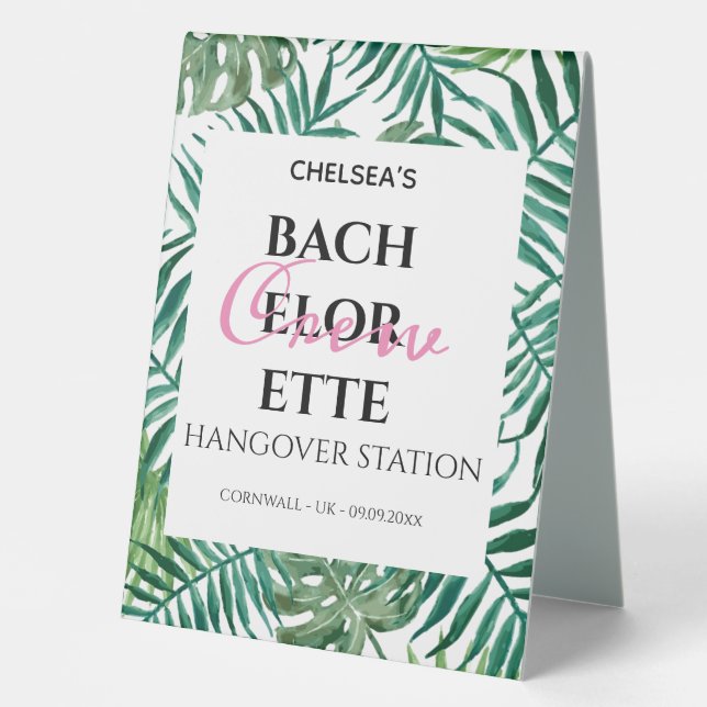 Tropical Palm Leaves Bachelorette Hangover Station (Front)