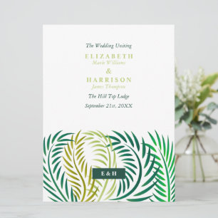 Tropical Palm Leaves, Beach Wedding  Program