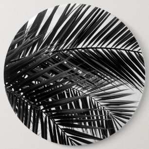 Tropical Palm Leaves - Black and White Photography 6 Cm Round Badge
