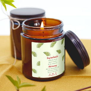 Tropical Palm Leaves Candle Warning Back Label