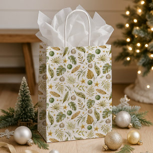 Tropical Palm Leaves Christmas Medium Gift Bag
