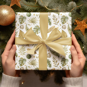 Tropical Palm Leaves Christmas Wrapping Paper Sheet
