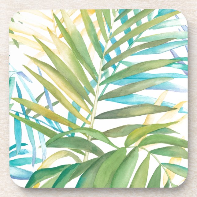 Tropical Palm Leaves Coaster (Front)