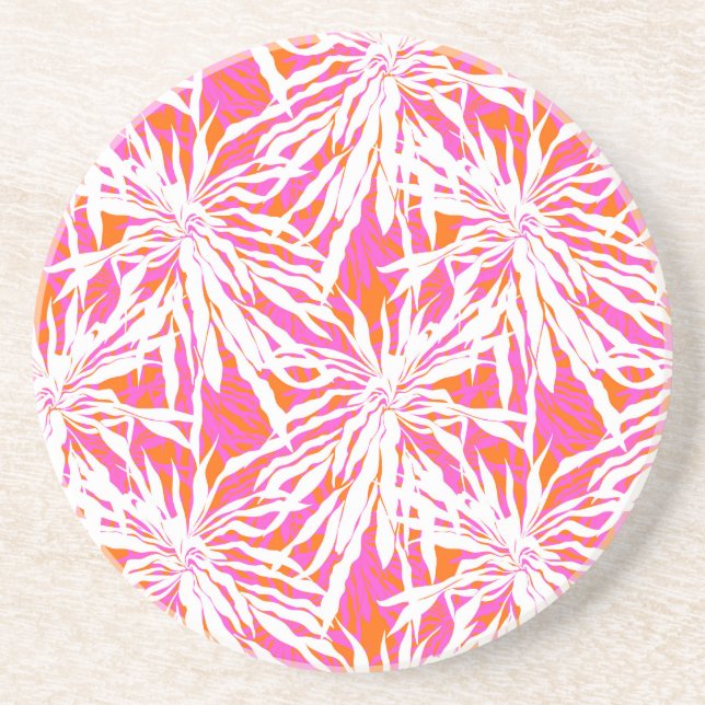 Tropical Palm Leaves Coaster (Front)