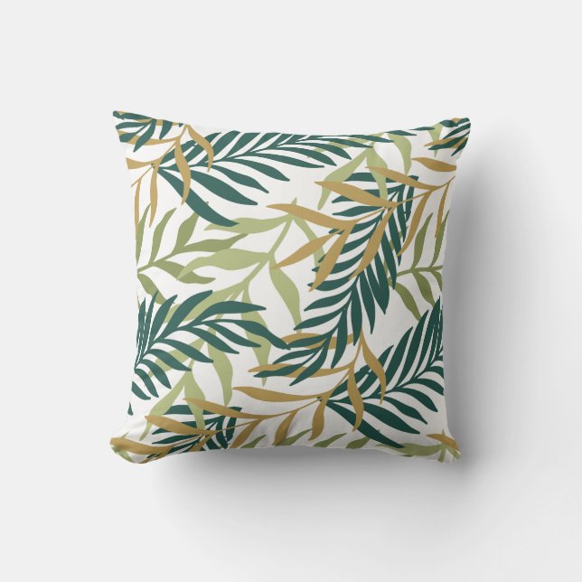 Tropical Palm Leaves Cushion (Front)