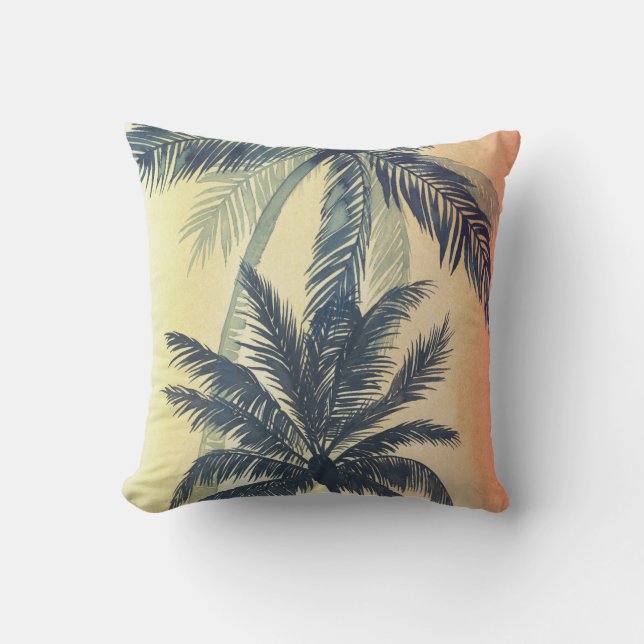 Tropical Palm Leaves Cushion (Front)