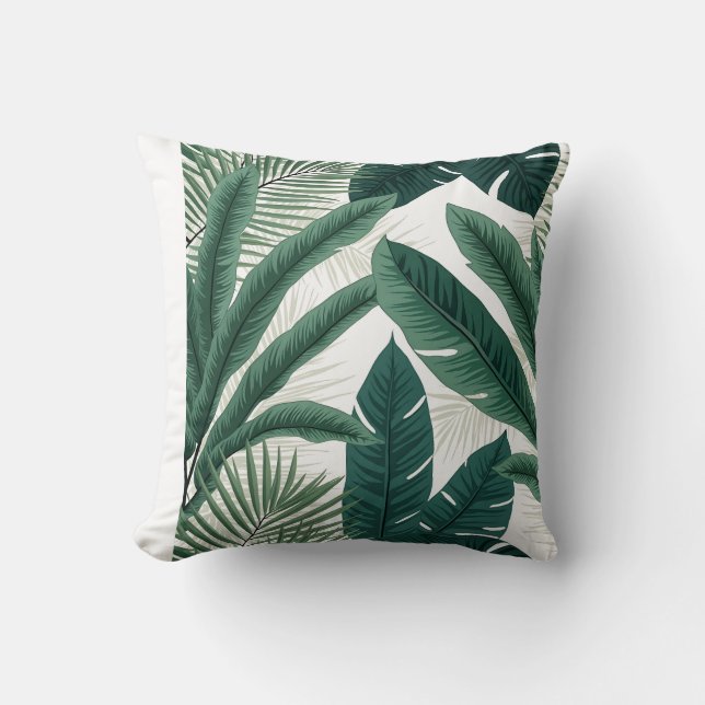 Tropical Palm Leaves Cushion (Front)