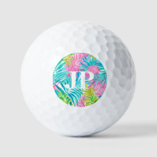 Tropical Palm Leaves Custom Monogram Gift Golf Balls