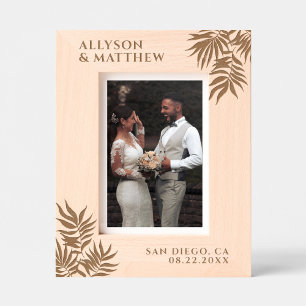 Tropical Palm Leaves Custom Names Date Wedding Etched Frames