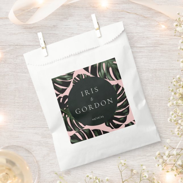 Tropical Palm Leaves Custom Wedding Favour Bag (Clipped)