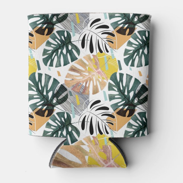 Tropical palm leaves: decorative elements. can cooler (Front)