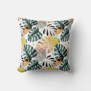 Tropical palm leaves: decorative elements. cushion