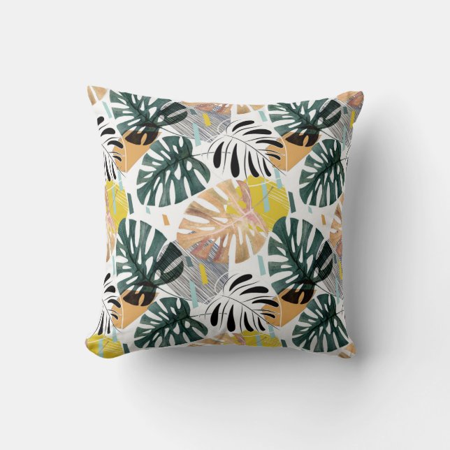 Tropical palm leaves: decorative elements. cushion (Front)