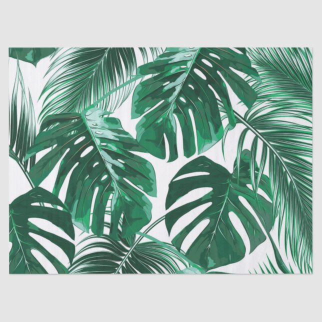 Tropical Palm Leaves Decoupage Tissue Paper (Front)