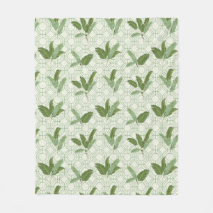 Tropical Palm Leaves Fleece Blanket