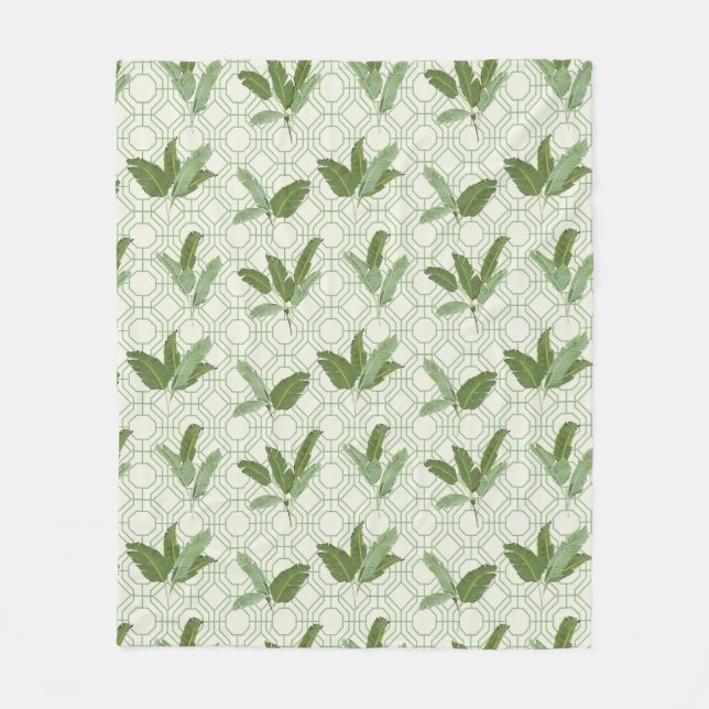 Tropical Palm Leaves Fleece Blanket (Front)