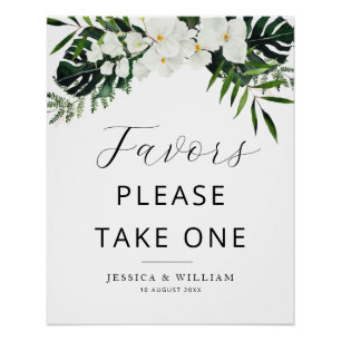 tropical palm leaves floral Favours sign