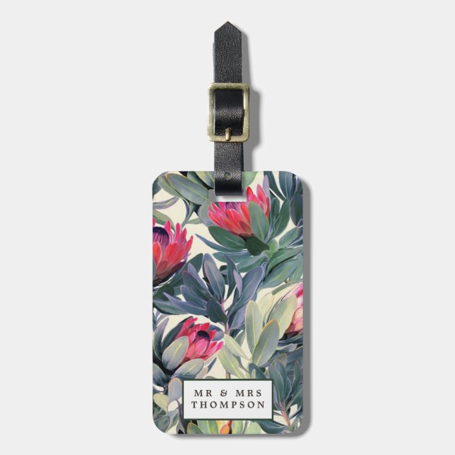 tropical palm leaves floral luggage tag label (Front Vertical)