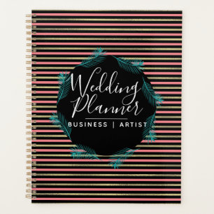 Tropical Palm Leaves Foil Stripes Wedding Planner