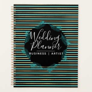 Tropical Palm Leaves Foil Stripes Wedding Planner