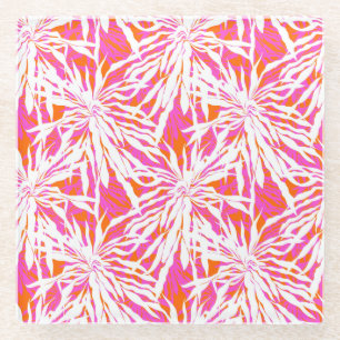 Tropical Palm Leaves Glass Coaster
